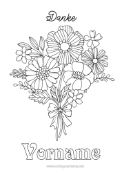 Coloriage personnalisable Fleurs Mamie Nounou Merci