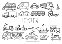 Coloriage personnalisable Avion Camion Véhicules Bateau Train Scooter Tracteur Taxi Véhicules de la ferme Hélicoptère Ambulance Voilier Vélo Camion de pompier Véhicules à deux roues Véhicules aériens Véhicules maritimes Véhicules de secours et d'urgence Transport en commun terrestres Camions et véhicules utilitaires