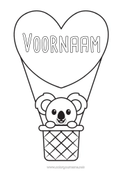 Coloriage personnalisable Coeur Animal Koala Montgolfière Autres animaux du monde Véhicules aériens Animaux d’Australie