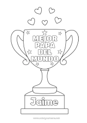 Anpassbare Malvorlage Papa Pokal, Trophäe, Medaille Wettbewerbe und Belohnungen