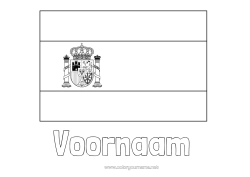 Customizable coloring page Geography Spain Flag Country