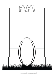 Customizable coloring page Sport Rugby American football ball Team sports