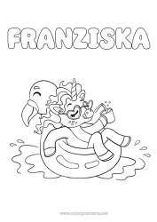 Coloriage personnalisable Licorne Animal Dragons, licornes et animaux fantastiques Bouée Piscine