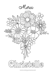 Tilpassbar fargeleggingssiden Blomster Bestemor Barnevakt Takk