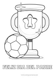 Coloriage personnalisable Football Ballon de foot Sport Coupe, trophée, médaille Champion Coloriages faciles Sports d'équipe Compétitions et récompenses Handball Première place - vainqueur