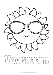Página de desenho personalizável Sol Desenhos para colorir fáceis Óculos Óculos de sol
