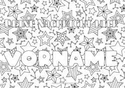 Coloriage personnalisable Fête Nom décoré Espace Étoiles Fond décoratif