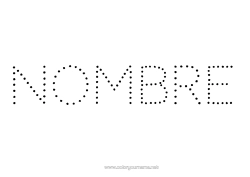 Customisable colouring page Children's activities Connecting points Decorated name Alphabet