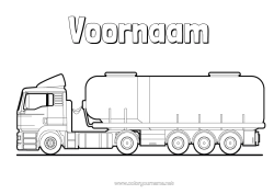 Customisable colouring page Lorry Vehicles Trucks and commercial vehicles Transport occupations Tanker truck