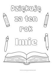 Coloriage personnalisable Maîtresse/Maître Nounou Livre Lecture Coach, entraineur Merci Compétitions et récompenses Métiers de l'éducation
