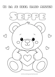 Coloriage personnalisable Ours Mignon Coeur Je t'aime Animal Ourson Animaux de la forêt