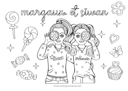 Coloriage personnalisable Bonbons Ami, Amie Gourmandises, sucreries Sucette