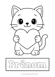 Coloriage personnalisable Coeur Chat Animal Nounou Coloriages faciles Chiens et chats Couverture de cahier