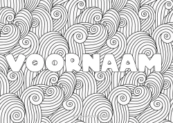 Página de desenho personalizável Mandala Verão Mar Nome decorado Zentangle Fundo decorativo Ondas