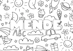 Customisable colouring page Decorated name Doodle Decorative background