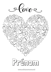 Coloriage personnalisable Coeur Je t'aime Saint valentin