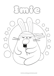 Coloriage personnalisable Kawaii Nourriture Lapin Animal Coloriages faciles Sushis Animaux de la forêt Ninja
