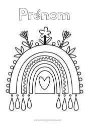 Coloriage personnalisable Fleurs Coeur Arc en ciel Coloriages faciles