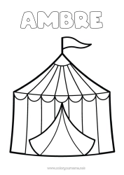 Página de desenho personalizável Desenhos para colorir fáceis Circo Tenda de circo