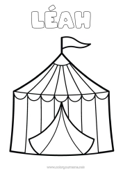 Página de desenho personalizável Desenhos para colorir fáceis Circo Tenda de circo