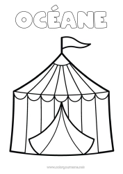 Página de desenho personalizável Desenhos para colorir fáceis Circo Tenda de circo