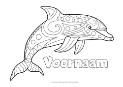 Coloriage personnalisable Mandala Animal Dauphin Coloriages faciles Animaux marins ou aquatique