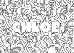 Coloriage personnalisable Mandala Été Mer Nom décoré Zentangle Fond décoratif Vagues