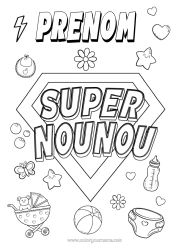 Coloriage personnalisable Héros Nounou Badge super