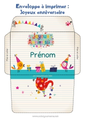 Coloriage personnalisable Anniversaire Enveloppe Joyeux anniversaire (français) Message Enveloppe à imprimer