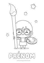 Coloriage personnalisable Art Fille Enfant Pinceau Peinture