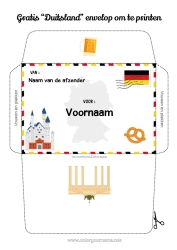 Coloriage personnalisable Enveloppe Enveloppe à imprimer Voyage de lutin farceur Allemagne Enveloppe pour courrier du lutin farceur de Noël