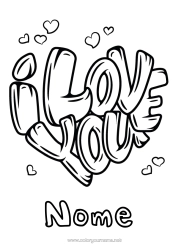 Coloriage personnalisable Coeur Je t'aime 