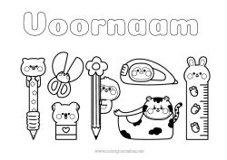 Coloriage personnalisable Kawaii Crayon Fournitures scolaires Ciseaux