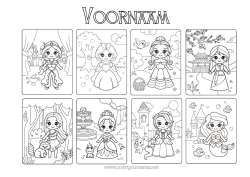 Coloriage personnalisable Château Princesse Sirène Conte de fées Coloriages intermédiaires Contes pour Enfants Blanche Neige