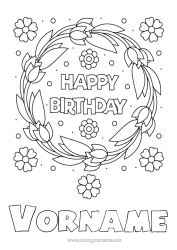 Coloriage personnalisable Fleurs Anniversaire