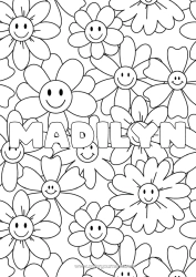 Coloriage personnalisable Fleurs Mandala Printemps Nom décoré Coloriages complexes Fond décoratif