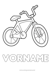 Pagina da colorare personalizzabile Sport Veicoli Disegni da colorare facili Bicicletta Veicoli a due ruote