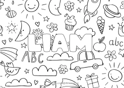 Aanpasbare kleurplaat Gedecoreerde naam Doodle Decoratieve achtergrond