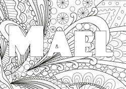 Aanpasbare kleurplaat Gedecoreerde naam Complex Kleurplaten Zentangle Decoratieve achtergrond
