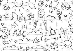 Aanpasbare kleurplaat Gedecoreerde naam Doodle Decoratieve achtergrond