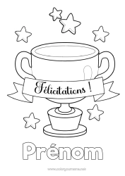 Anpassbare Malvorlage Sport Pokal, Trophäe, Medaille Herzlichen Glückwunsch Wettbewerbe und Belohnungen