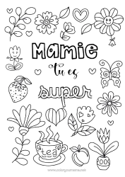 Colorear personalizable Flores Papá Mamá Abuela Abuelo