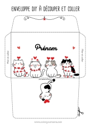 Colorear personalizable Corazón Cat Te amo Animales Sobre Perros y gatos Sobre para imprimir