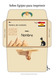 Colorear personalizable Cat Sobre Egipto País Perros y gatos Sobre para imprimir Viaje del duende navideño Sobre para el correo del duende de Navidad Faraón Historia