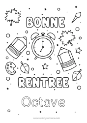 Coloriage personnalisable Feuilles Crayon Rentrée scolaire 