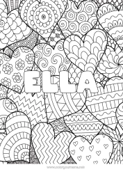 Coloriage personnalisable Coeur Mandala Je t'aime Nom décoré
