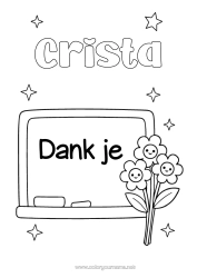 Página de desenho personalizável Flores Professora/Professor Babá Obrigado Profissões de educação Quadro-negro