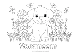 Tilpasset farvelægningssiden Blomster Hund Forår Dyr Hunde og katte