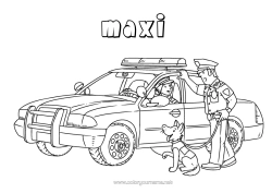 Coloriage personnalisable Véhicules Voiture Police Véhicules de police Véhicules de secours et d'urgence Voitures, vans et camping-cars Métiers de la Sécurité