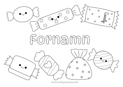 Coloriage personnalisable Bonbons Kawaii Gourmandises, sucreries